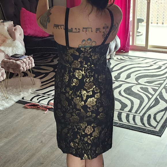 NWT Anthropologie Maeve Large 12 Black gold floral dress - Picture 3 of 6
